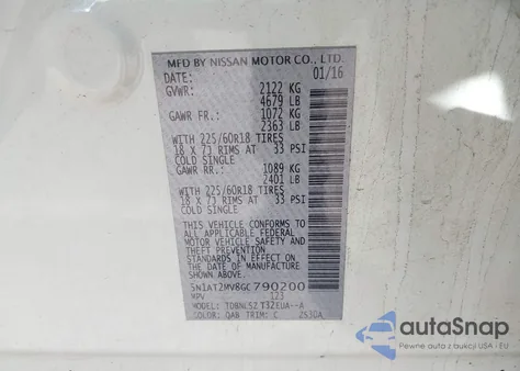 2016 Nissan Rogue Sl из США, поврежденный, VIN 5N1AT2MV8GC790200